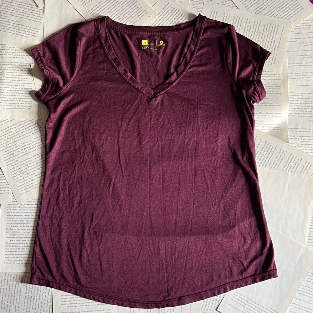 Xersion Women's Short Sleeve Burgundy V-Neck Tee
